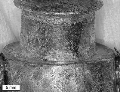 An Inca silver figurine at National Museums Scotland: Technological study figure 3 the construction of the head top of figurine with three silver sheets soldered together, and the detail of the