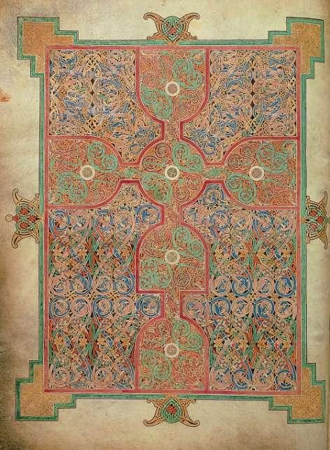 Cross and Carpet Page, from the Lindisfarne Gospels, Hiberno-Saxon, ca. 698-721.