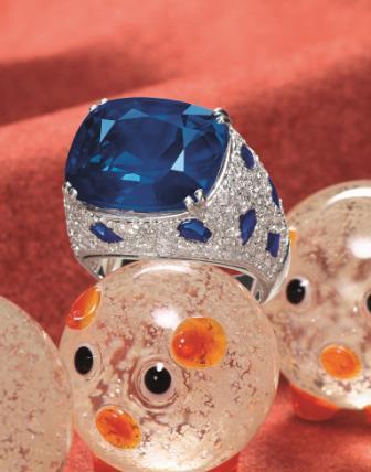 75 carats that highlight the captivating royal blue hue of the sapphire.
