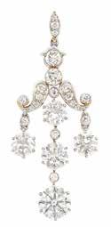 112 110 108 109 111 108 Belle Époque Platinum, Gold and Diamond Pendant Topped by 2 old European-cut diamonds approximately.70 ct.