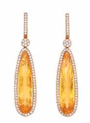 $4,000-6,000 202 Pair of Rose Gold, itrine and Diamond Pendant-Earrings 18 kt.