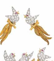 , the stylized bush composed of brushed textured gold leaves with textured white gold stems, tipped with 14 round diamonds approximately 1.10 cts., signed Buccellati, approximately 8.7 dwts.