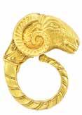 $2,500-3,500 222 Gold, Diamond and Gem-Set Animal Head Bangle Bracelet, Ilias Lalaounis 18 kt.