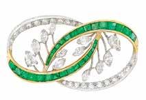$5,000-7,000 362 Gold, Platinum, Diamond, Ruby and Emerald Dog lip-brooch, Tiffany & o. 18 kt.