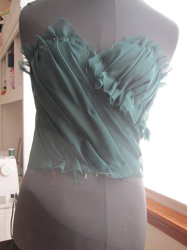 See in this image how my front bodice is draped in pieces? This makes it so much easier to drape.