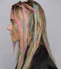 On one strand apply color to the length of the blonde, on the next apply one color to the ends and another color