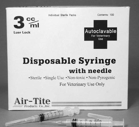 36 60cc Catheter tip MC60 $13.56/25 $12.36 * 10cc syringes are graduated to 12cc. 11 Air-Tite Non-Sterile Bulk Syringes Standard three-part syringes. Rubber tipped plunger with graduations.