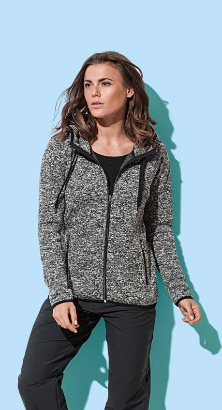 74 Knit Fleece Warm, stretchy and durable fabric with a sophisticated knit look. Great heat-insulation at a light weight. These jackets are brushed inside and soft on the skin.