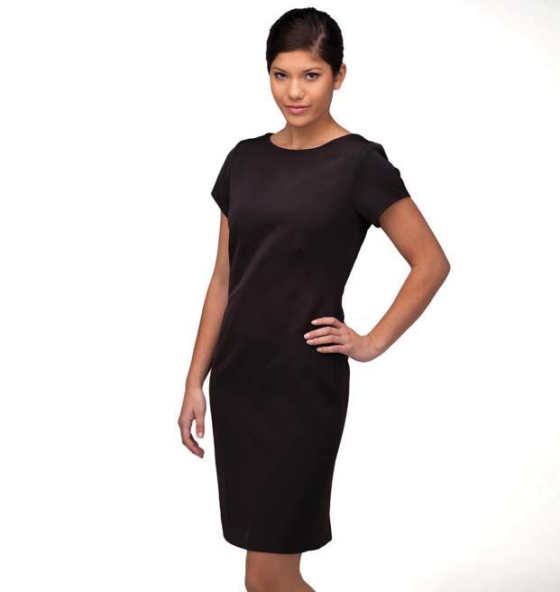 Charcoal polyester microfibre boat neck cap sleeve dress Charcoal polyester