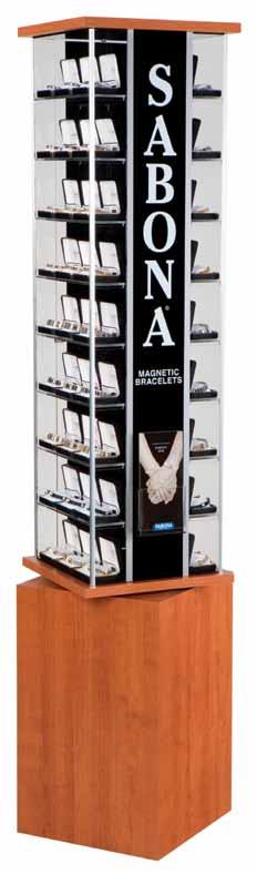 This new clamshell tower display is designed to merchandise Sabona products packaged in the clamshell package.