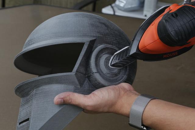 A power sander with detail tip allows you to get into crevices.