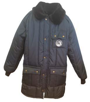 navy pile collar jacket Comfort rating: -20º F 420 Denier coated nylon shell 200 grams poly-fill insulation #FW5721