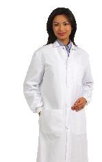 Unisex 30" Counter Lab Coat Length based on a size medium Button front Left chest pocket