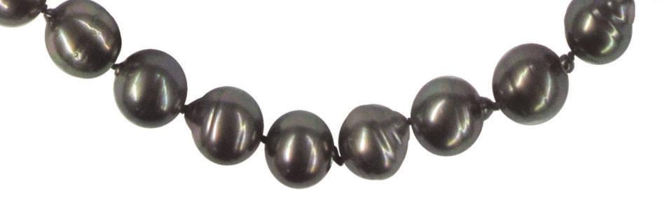 $750.00 #JCO-NBB-18-675 18" Necklace of 11mm Baroque Natural Black Tahitian Cultured Pearls.