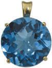 $175.00 #D&R-18861 18Kt. Yellow Gold Pendant with apple shape Blue Topaz of 4.30 cts. and two round Diamonds of.02 cts. TW set in White Gold. $410.