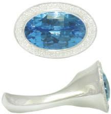 Blue Topaz Jewelry #16616 Lady's 14Kt. White Gold Ring with 9x11mm oval Swiss Blue Topaz of 4.35 cts. and ten round Diamonds of.22 cts. TW. Size 5. $635.00 #16946 14Kt.