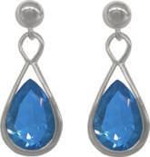 00/pair #SC-EPFB-0811-X1 Rhodium-plated Sterling Silver earrings with 7x10mm pear Swiss Blue Topaz of 3.98 Cts. TW.