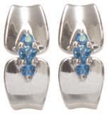 #SC-EPFB-0775-X1 Rhodium-plated Sterling Silver Earrings with two 4x6mm oval Swiss Blue