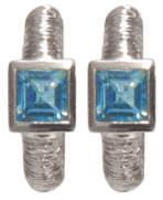 #SC-EPFB-1376-X1 Rhodium-plated Sterling Silver Earrings with two 8mm cushion Swiss Blue