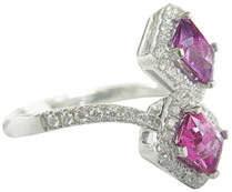 One-of-a-kind! #17154 18Kt. White Gold ring with two unheated purplish-pink Sapphires of 1.96 Cts.