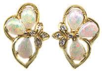 #E-2641-15 Earrings with 6 4x6mm pear shape Opals of 1.47 Cts.