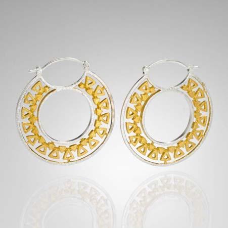 Artist: Bernd Wolf Name: Milonga Hoop Earrings in Sterling Silver & Vermeil Item # 7235 ALU: 19495584 No Gemstone Description: 23kt Yellow Gold Vermeil