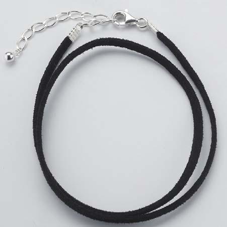 Artist: Rio Grande Name: Leather Cord with Sterling Silver Clasp in Black Item # 4384 ALU: 69871916 Description: Sterling Silver 3mm Black Leather Cord Adjustable Clasp 16 18 inches adjustable