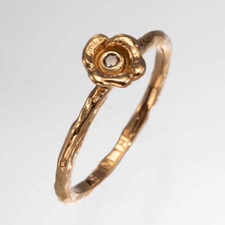 Artist: Sarah Graham Name: Bee Medium Flower Stacking Ring with Cognac Diamond in 18kt Rose Gold Item # 6923 ALU: 29R3 1 3G Finger Size 7 1 Diamond at 0.