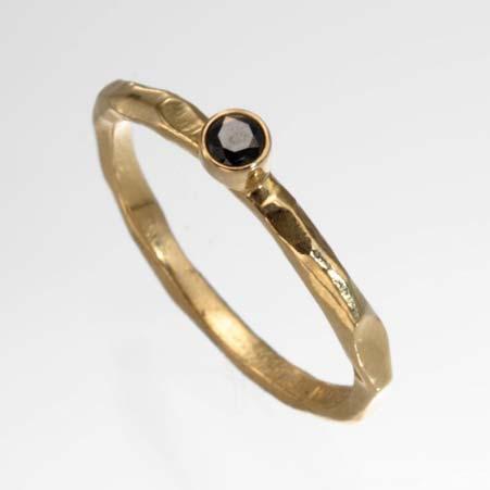 Artist: Sarah Graham Name: Rogue River Stacking Ring with Black & White Diamonds in 18kt Yellow Gold Item # 5153 ALU: 43R11G731752 Finger Size 6.5 2 Diamonds at 0.