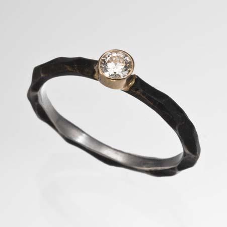 Artist: Sarah Graham Name: Rogue River Stacking Ring with Cognac Diamond in 18kt Yellow Gold Item # 5152 ALU: 43R11G762 Finger Size 6 1 Diamond at 0.