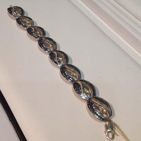 Artist: D'Argent Name: Diamond Wave Linked Bracelet in Sterling Silver Item # 1615 ALU: P 1802B Finger Size 7.