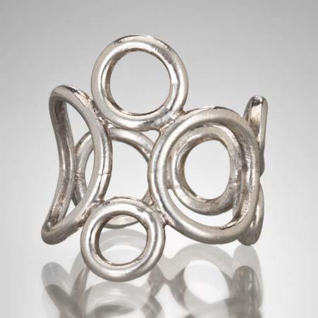 Includes Neck Wire Regular Price: $160 Sale Price: $96 Artist: Elizabeth Garvin Name: Circles Ring in Sterling Silver Item # 9054 ALU: BVR3S 5.