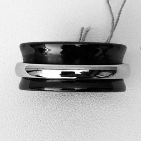 Name: Black Ceramic Saturn Ring with Chrome Spinner Item # 1655 ALU: ZMCESA10B3CR Finger Size 8 No Gemstone Description: Black Gem Ceramic Cobalt Chrome 10mm Wide Black Concave Band with a 3mm Wide
