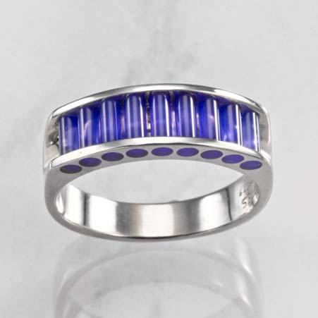 Kennedy Design Name: Narrow Aperture Ring with Blue Onyx in 14kt White Gold Item # 5475 ALU: 901 WG BLU 5.