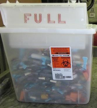 Disposal of non-sharp biohazard waste in sharps container adds significant costs to waste management.