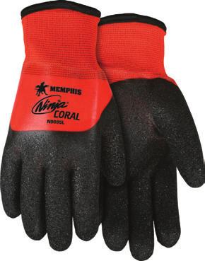Insulated Ninja Gloves N9690FCO Ninja Ice Fully Coated Sizes: S-XXL 15-Gauge Hi-Vis Orange Nylon Exterior Shell over a 7-Gauge, Brushed