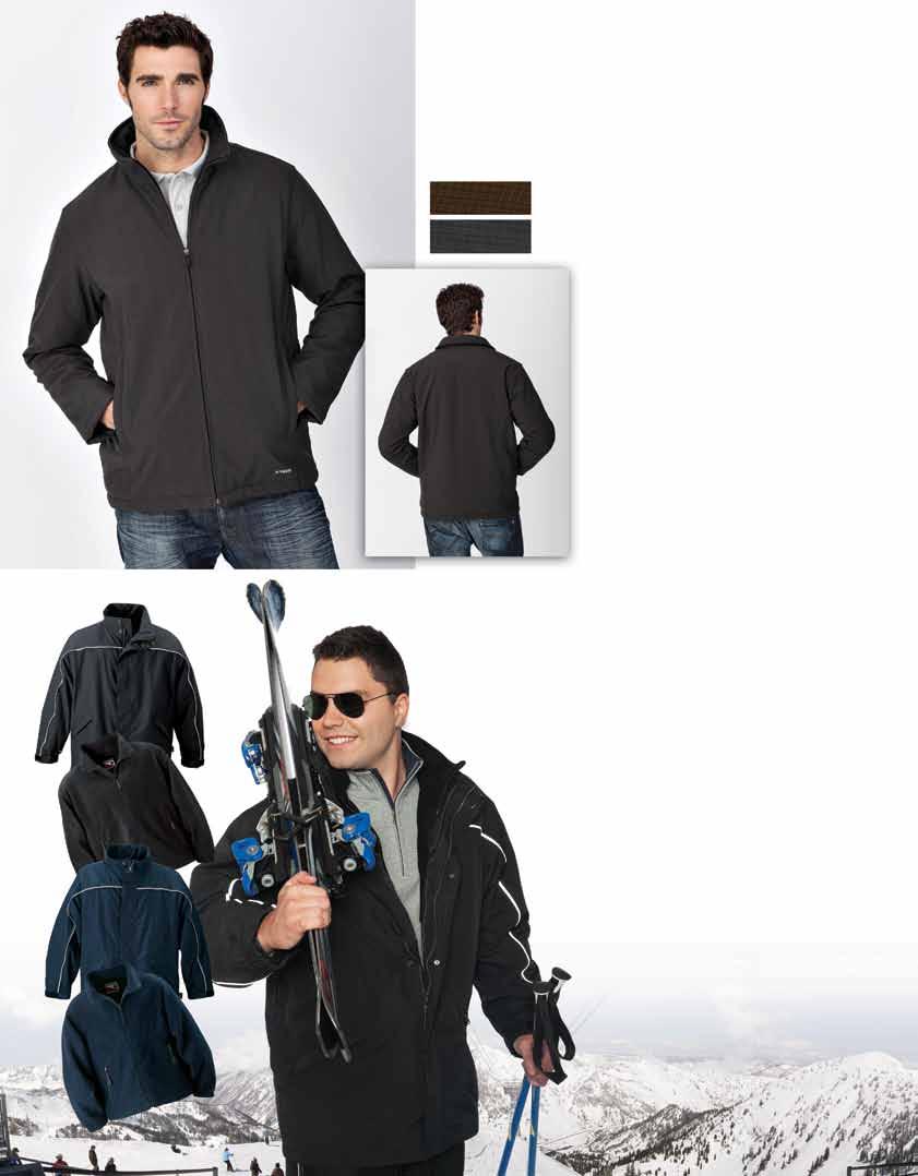Executive Soft Shell Jacket 93% polyester / 7% spandex yarn dyed plaid outershell bonded to microfleece with water repellent, and breathable properties.