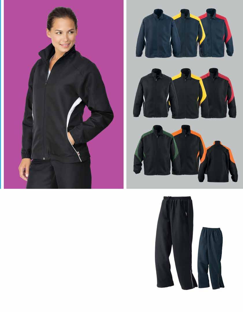 back view Performance Athletic Twill Track Pant 100% polyester twill 3/4 mesh lined. Elastic draw cord hem waist. Ankle zipper access and reflective piping.