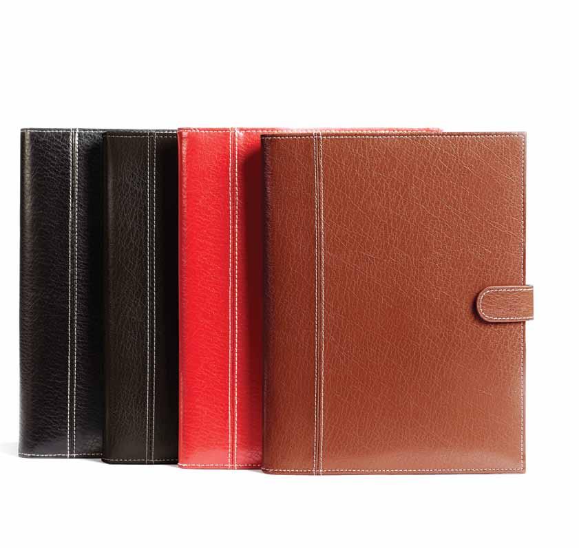 THE BRIGHTS TAB SNAP LEATHER NOTEBOOK COVER Stand out at any meeting or just freshen up your everyday business accessories with our brights collection bonded leather with contrast topstitch /