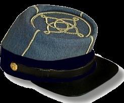 An optional deluxe brim is offered with a thin leather binding on the brim edge for a more finished look. A Lieutenant's cap has one row of gold braid on the top, sides, front and back of the cap.