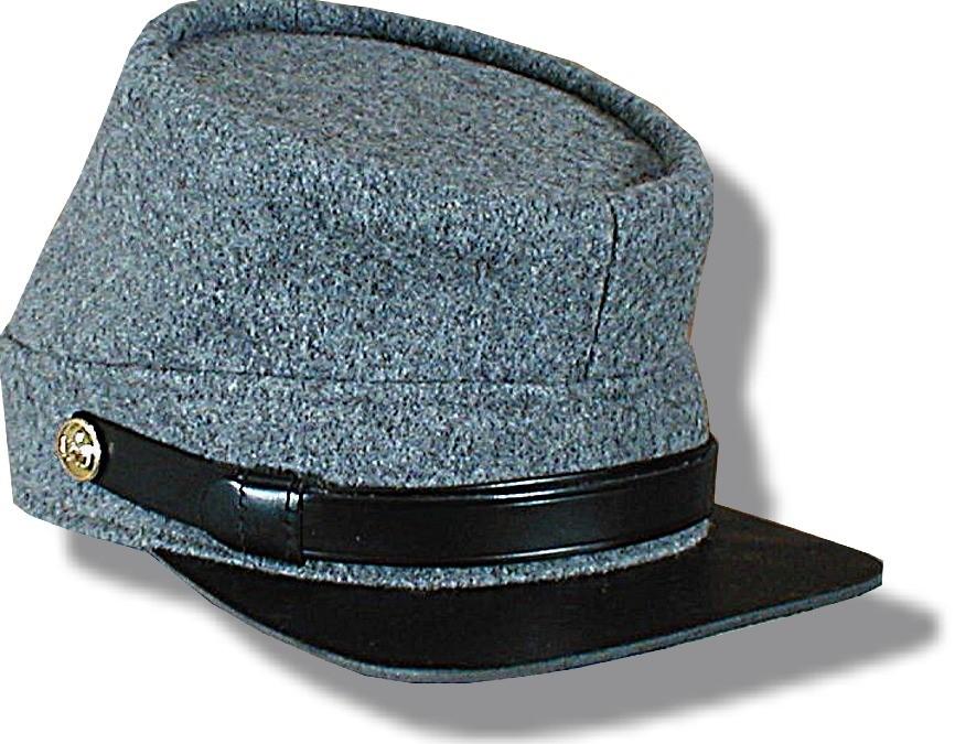 Confederate Army Enlisted Caps 1861-1865 #802 CS Wool Kepi in Medium Grey Wool. #803J CS Wooljean Kepi in Brown Wooljean KEPIS Our Confederate kepi is made with top quality fabrics and cotton lined.