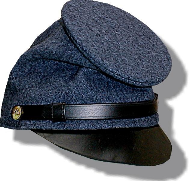Confederate caps do not have the brass slide on the chin strap. The #802 is stocked in the Medium Grey Wool. Other standard colors and optional fabrics and colors are available on Custom Order.