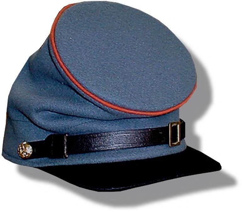 www.quartermastershop.com US Militia Caps- 1858 to 1880 2nd Missouri Cavalry- 1855 Forage Cap style in sky blue wool with orange piping around crown influenced by the pre-war Dragoon uniform.