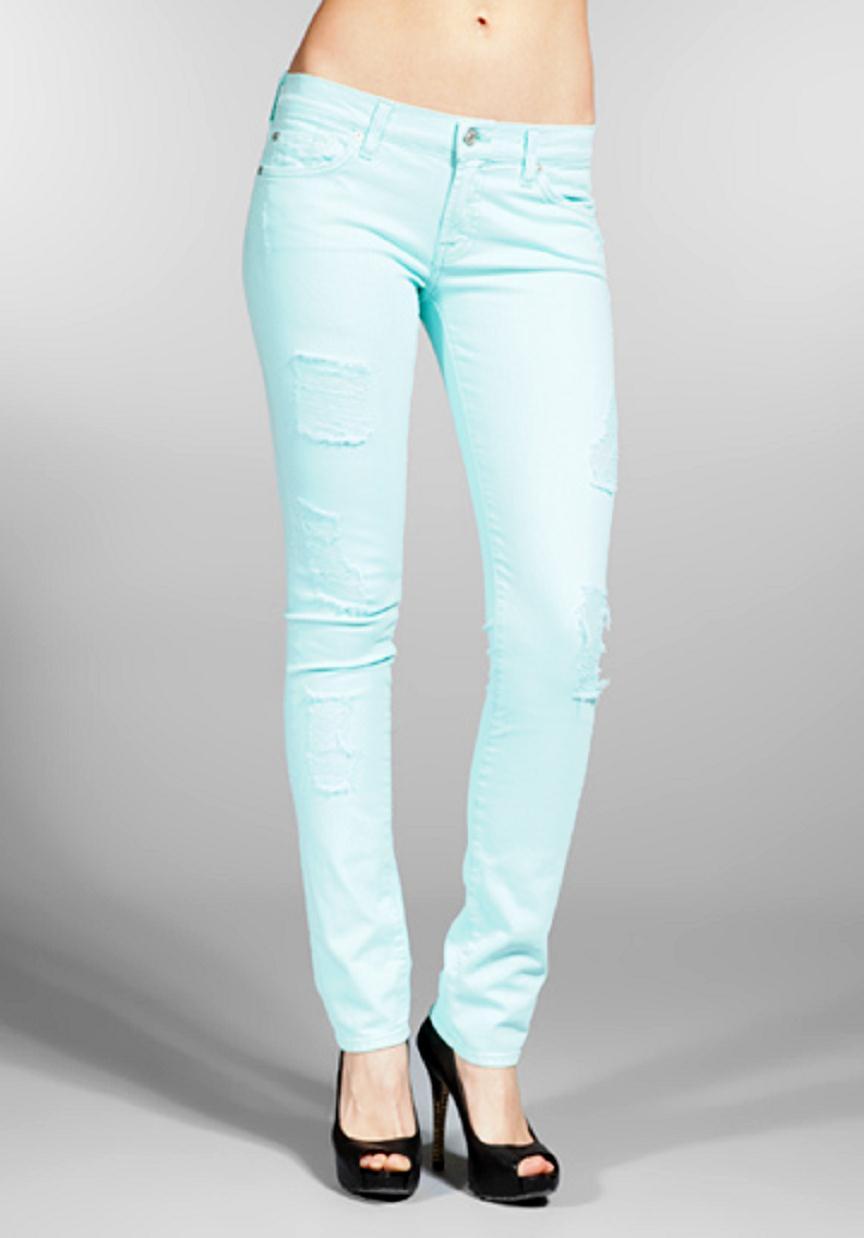 7 For All Mankind Roxanne Destroyed Jeans (Mint) www.revolveclothing.