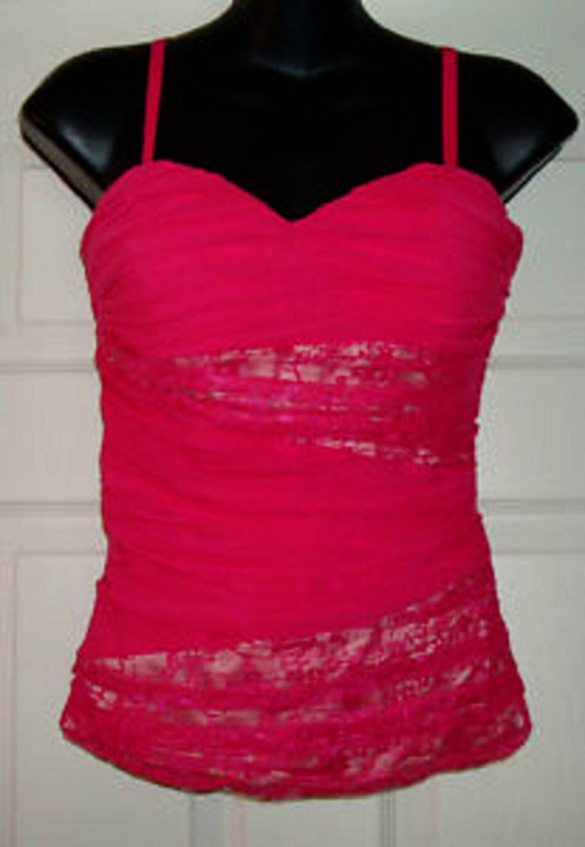 product=seve-wj667&d=f Bebe Shirred Lace Silk Bustier (Pink) www.ebay.