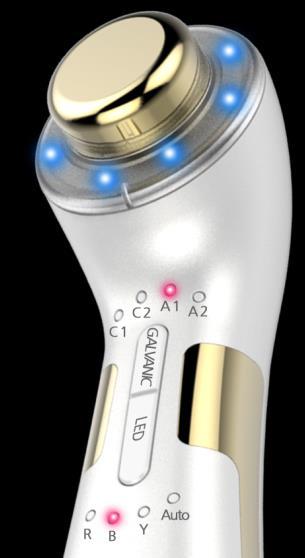 HEAL SKIN functions of Smart Skin Device Step 4 Red, blue, and yellow the 3 functions of HealSkin LED 1.