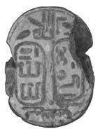 Scarab with the names of Sheshonq I of Dynasty XXII. Steatite.