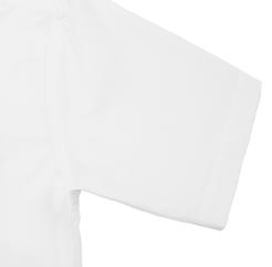 Cross stitched mother-of-pearl effect buttons 3. Folded sleeve hem. Left chest pocket 5.