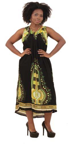 50/dozen Black Traditional Print Long Sundress 100% rayon; hand wash. Fits up to a 54 bust and 48 length. Made in India. C-WF226 $14.