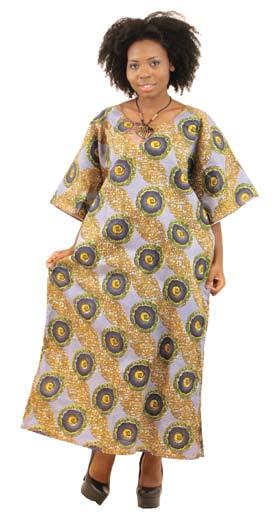 95 African Print Dress: Blue/Brown/Yellow 100% cotton brocade; hand wash.